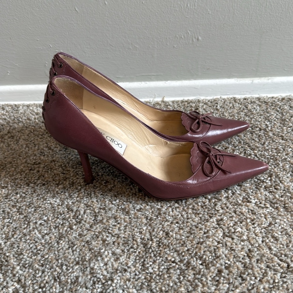Vintage Jimmy Choo purple bow heels, size 37 1/2 - Picture 2 of 4